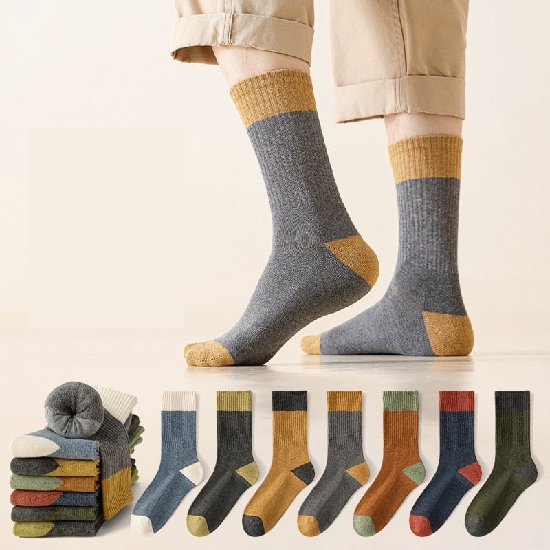 メンズ靴下 ms2403 秋冬 厚手靴下 防寒保温 暖かい バイカラーリブ