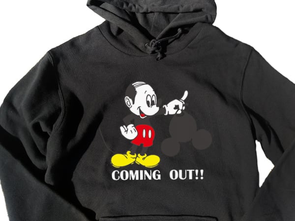 ミッキーマウス ゲ バーコード禿げ 黒色 パーカー 選べる5サイズ S,M,L