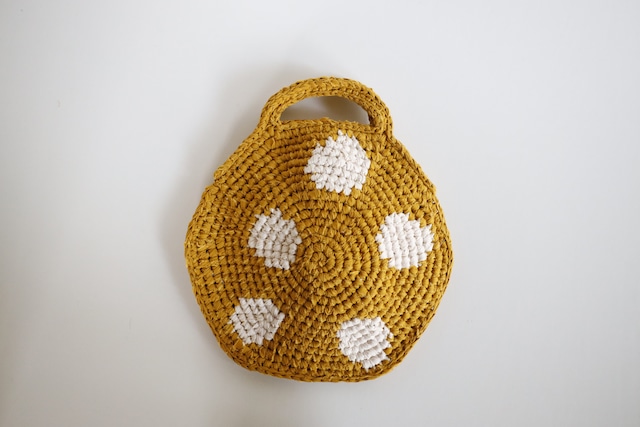 ROUND BAG　M　DOT pattern　Mustard / Ecru