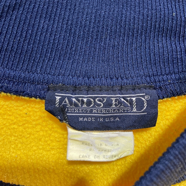 90s USA製 LANDS END モックネックフリーススウェット 黄色 L