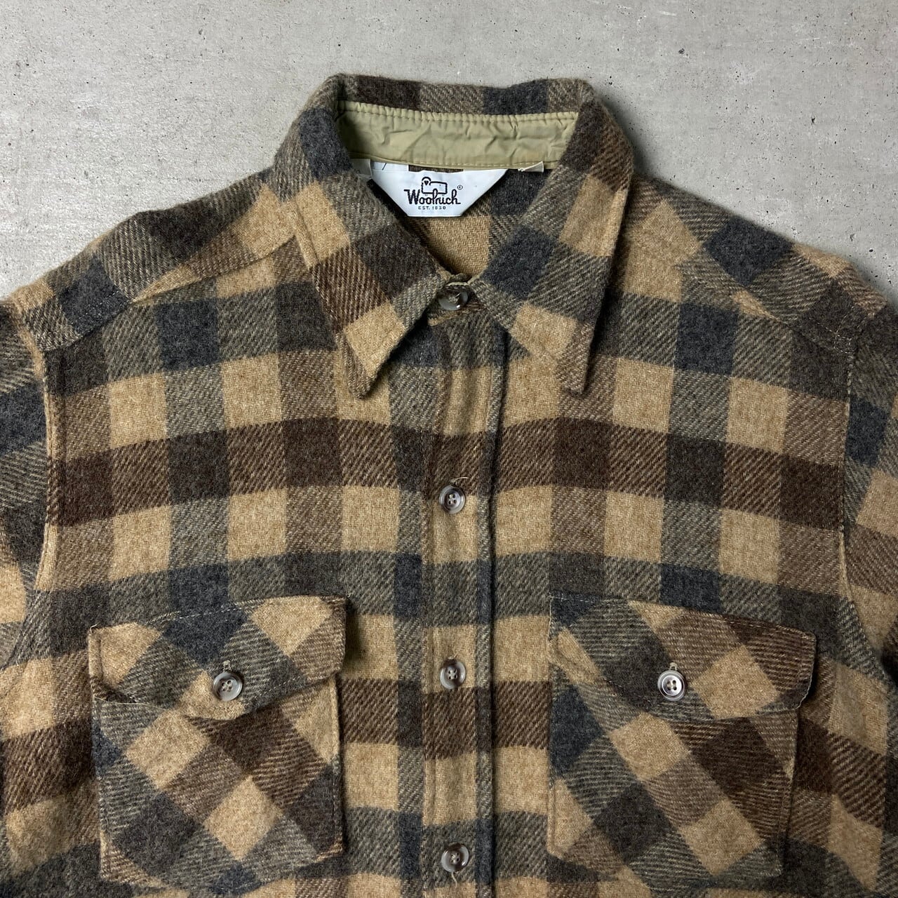 70年代 WOOLRICH ウールリッチ ウールシャツ チェック柄 メンズL 古着
