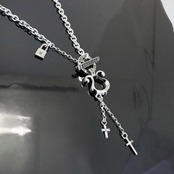 RHYTHMIC HORSESHOE LARGE with CROSSES T-BAR NECKLACE / リズミックホースシュー・L ウィズ クロス Tバー ネックレス