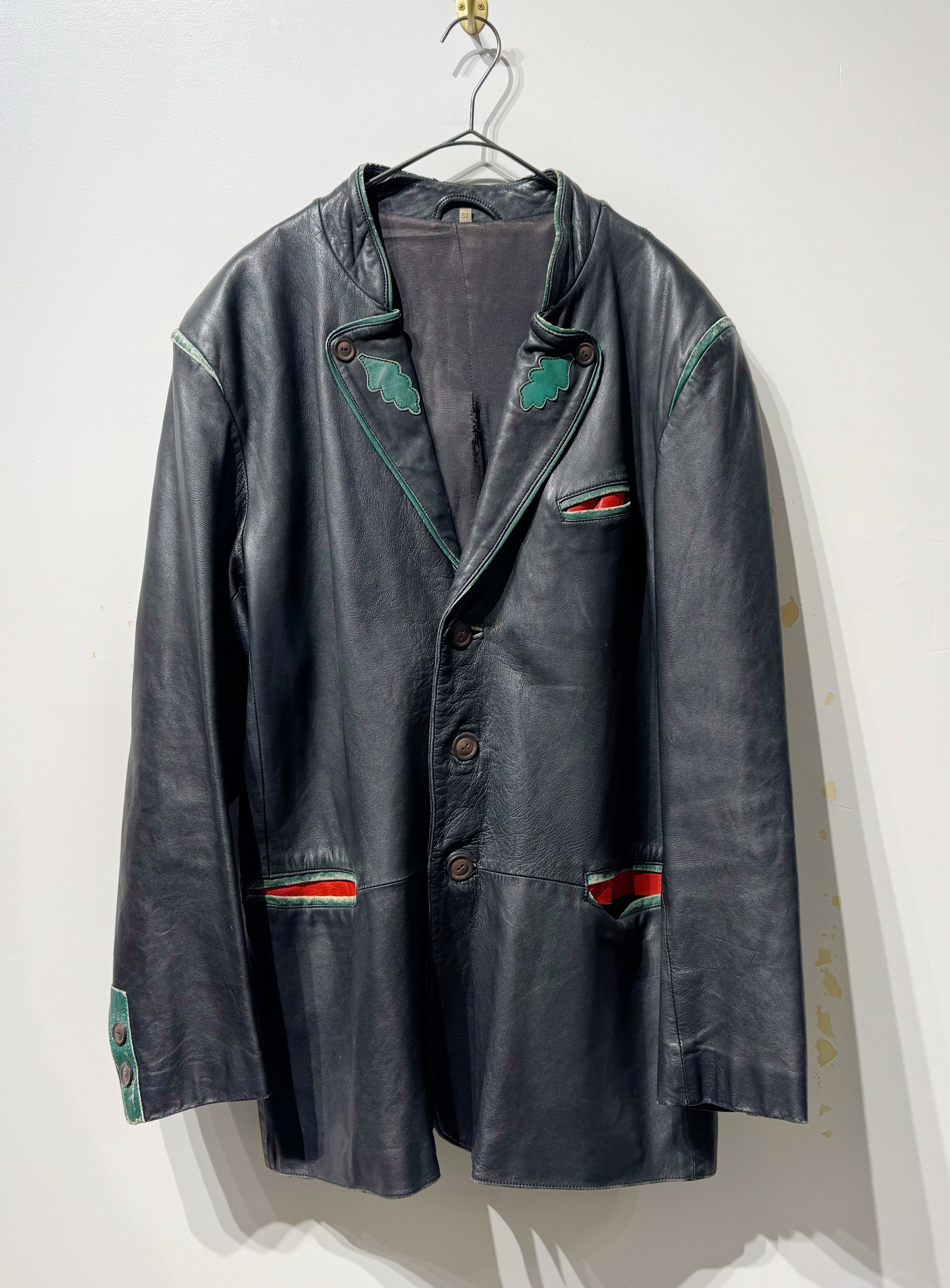 (OT1321)Leather tyrolean jacket