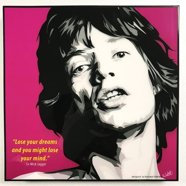 Mick Jagger ミックジャガー / The Rolling Stones ローリングストーンズ「ポップアートパネル Keetatat Sitthiket キータタットシティケット」アートフレーム ボード グラフィック ウォール 絵画 壁立て 壁掛けインテリア 額 ポスター プレゼント ギフト インスタ 音楽