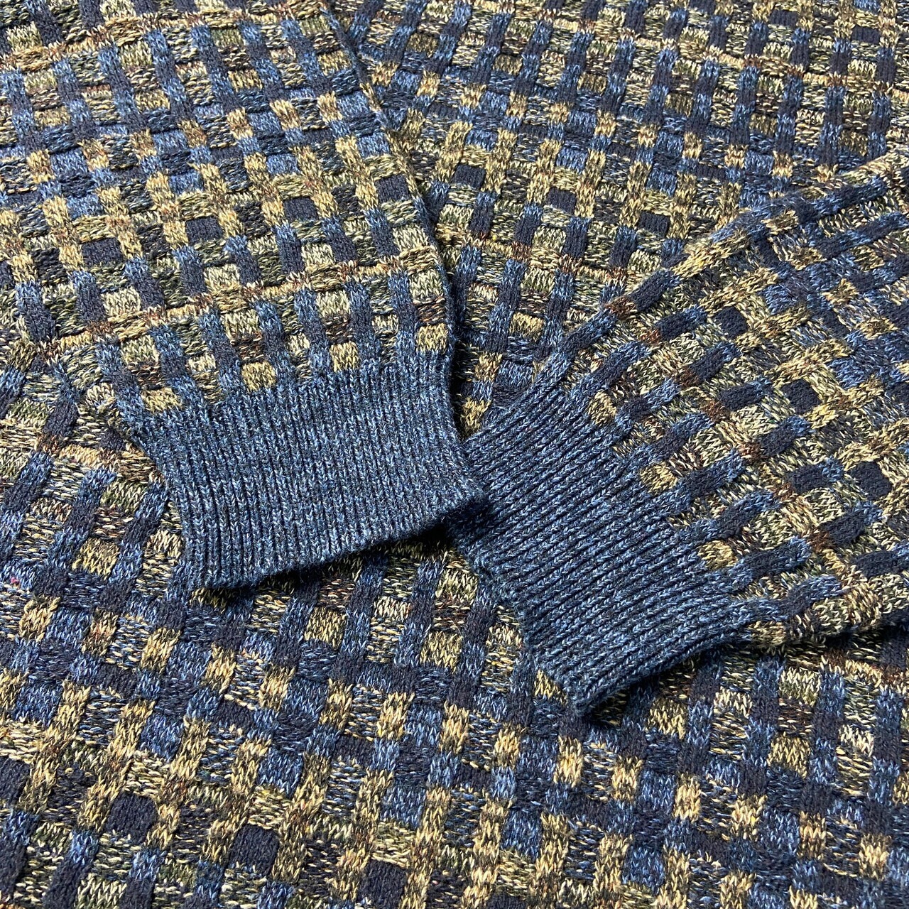 croft&barrow 総柄 コットン×アクリルニットセーター メンズL 古着 