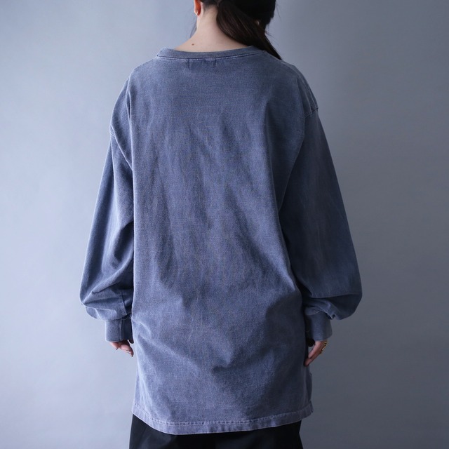 "刺繍×狼" good coloring over silhouette heavy weight l/s tee