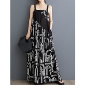 ノースリーブ プリント ジャンプスーツ  30022