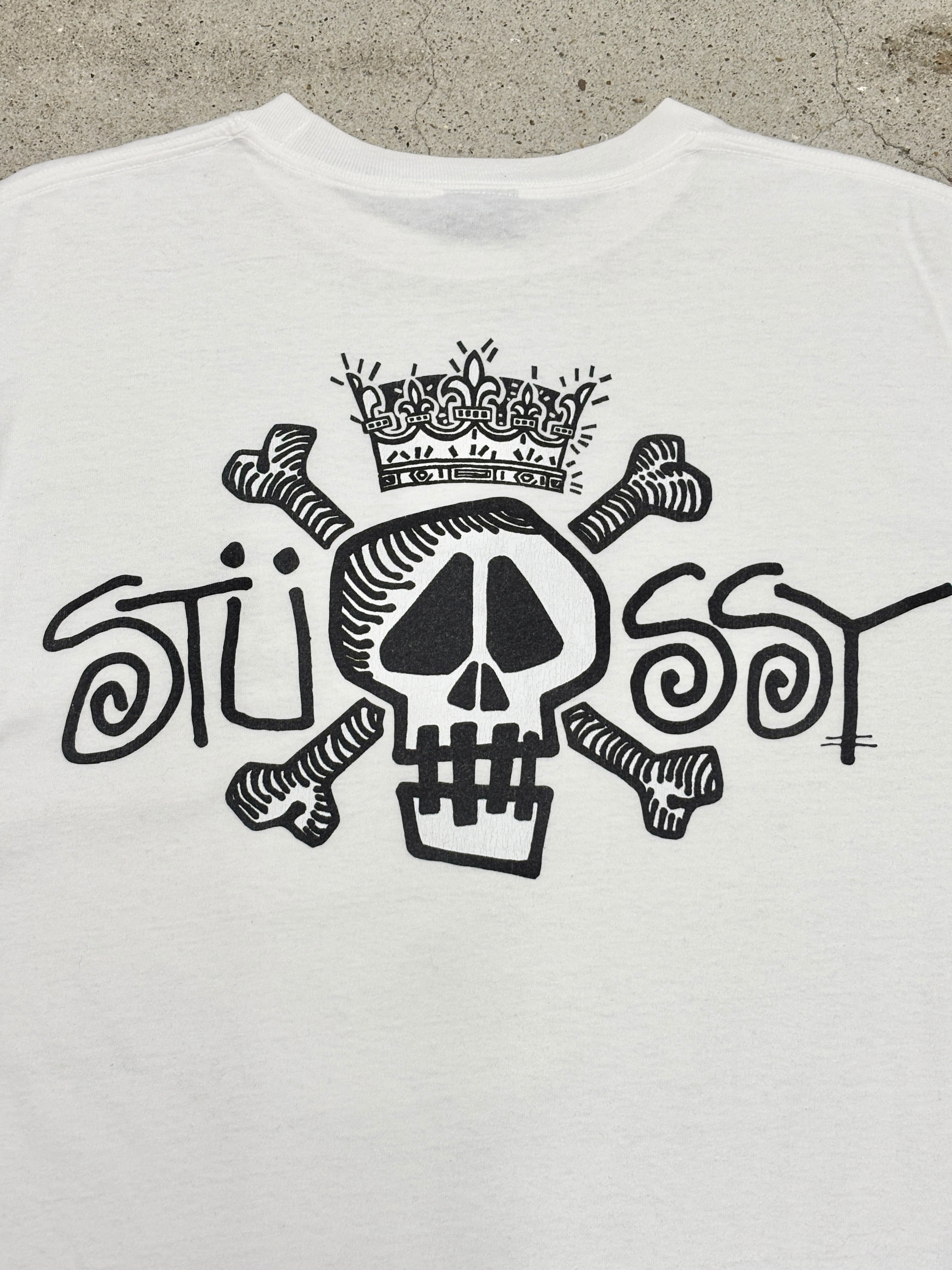 00～10s STUSSY/Skull Crown Tee/L/スカルクラウンプリントTシャツ