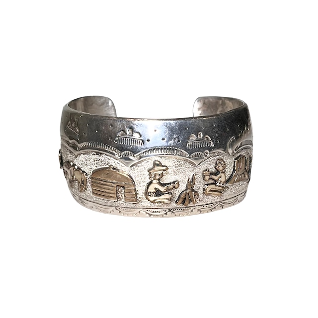 hopi heavy gauge silver × k14 storyteller cuff bangle