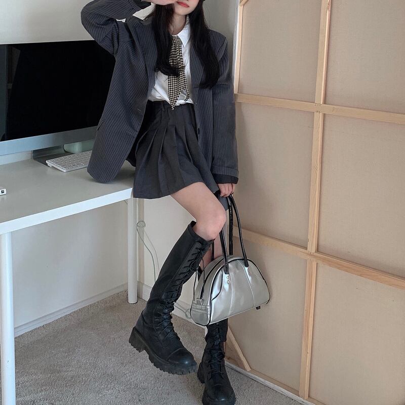 ストライプジャケット スタイルルーズスプリングトップス 春物 ブラックストロベリース46057284661