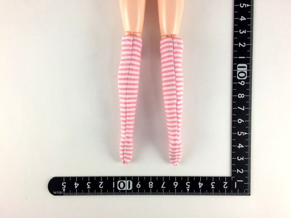 ドールアクセサリ 1/6 女性用 靴下 ストッキング 桃白縞 BS182 - 画像2