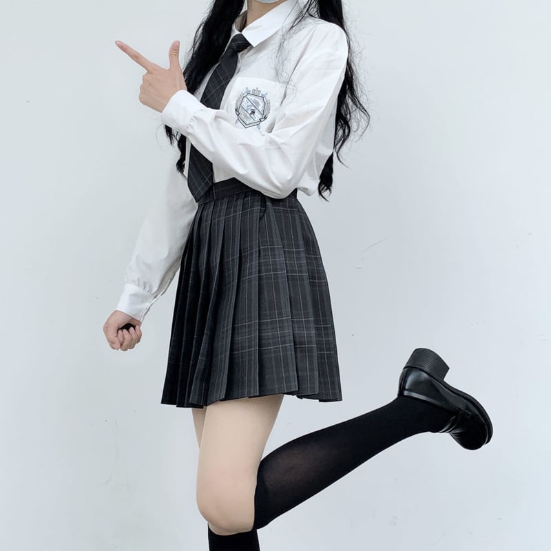 サブカル 服 地雷系 通販 オールインワン 3ピース シャツ ネクタイ プリーツスカート 制服 可愛い カジュアル