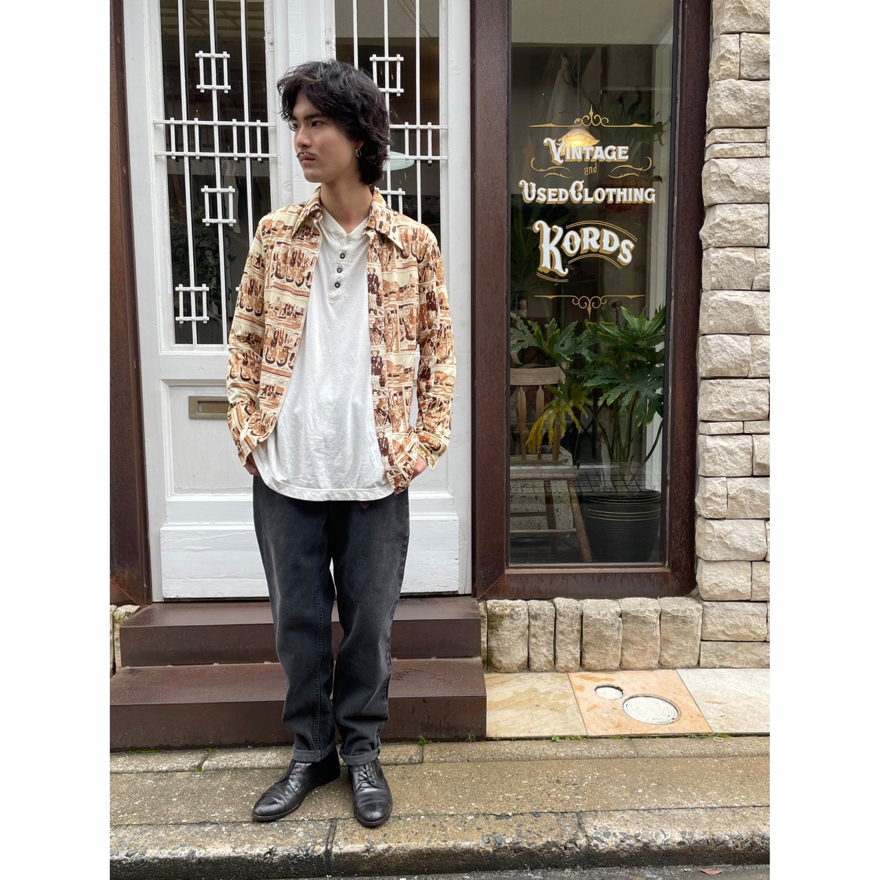 70s Levi's "OVER OLL PATTERN" SHIRT Size M程
