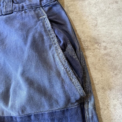 50-60s Savo フレンチワーク パッチワーク ダブルニー パンツ W29 詳細写真10