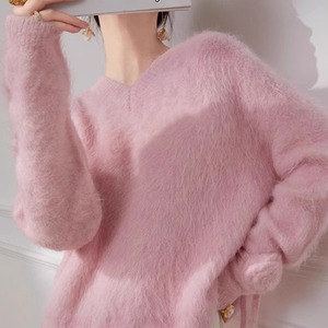 リラックス Vネック ミンクタッチ ニット 341127