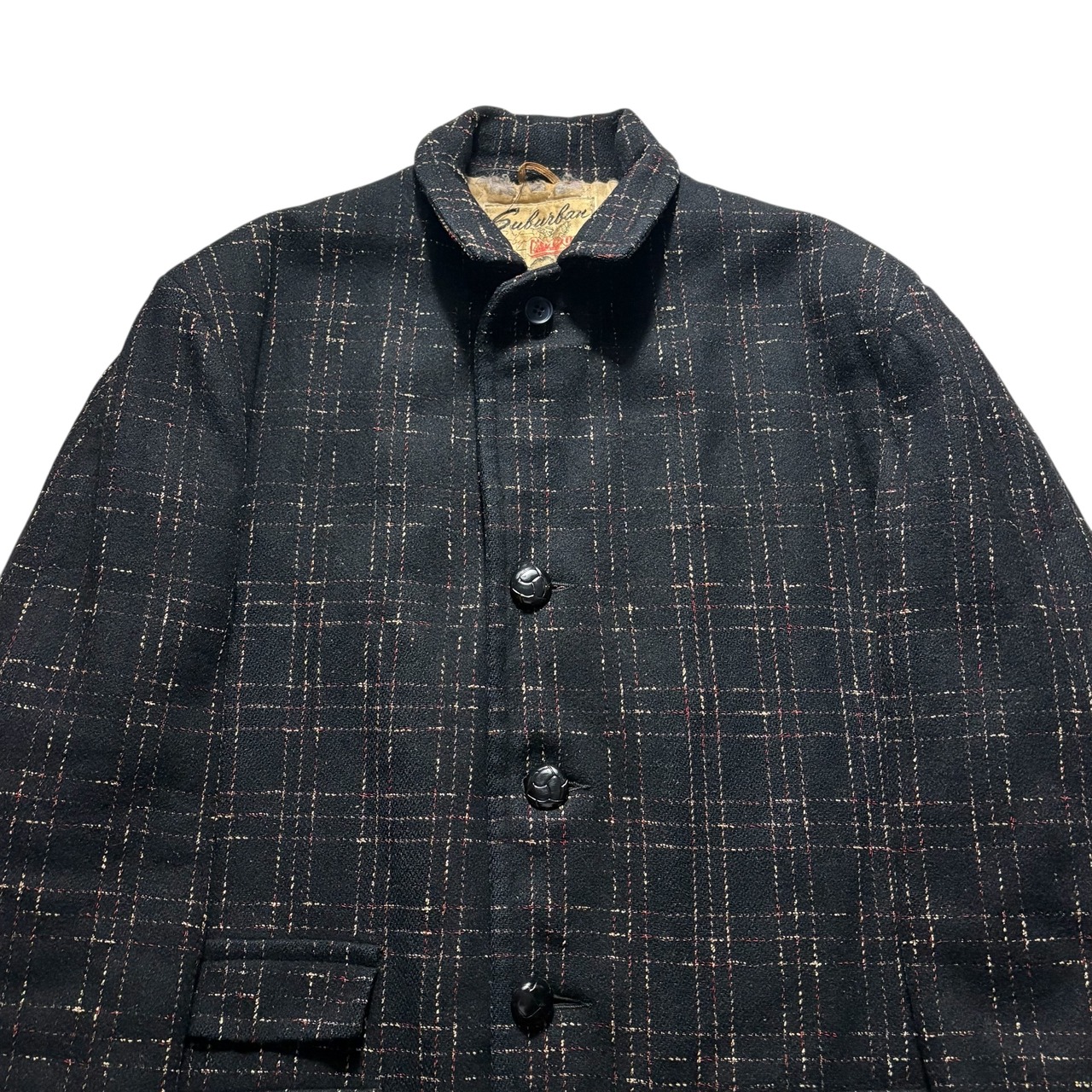 vintage 1950’s CAMPUS red nep black wool car coat