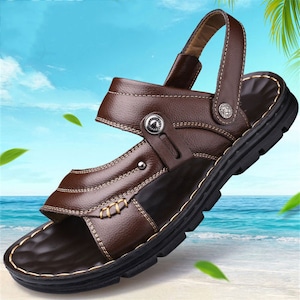 サンダル レザーサンダル  2色 24-27㎝ メンズ 革靴 夏用 アウトドアサンダル おしゃれ 歩きやすい 軽量 23zm236