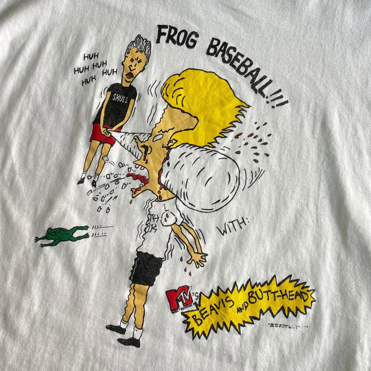 90年代 Beavis and Butt-Head ビーバス・アンド・バットヘッド FROG BASEBALL アニメTシャツ  キャラクタープリントTシャツ メンズXL 古着 90s ビンテージ ヴィンテージ シングルステッチ MTV ホワイト 白【Tシャツ】【PS2307T】  | cave ...