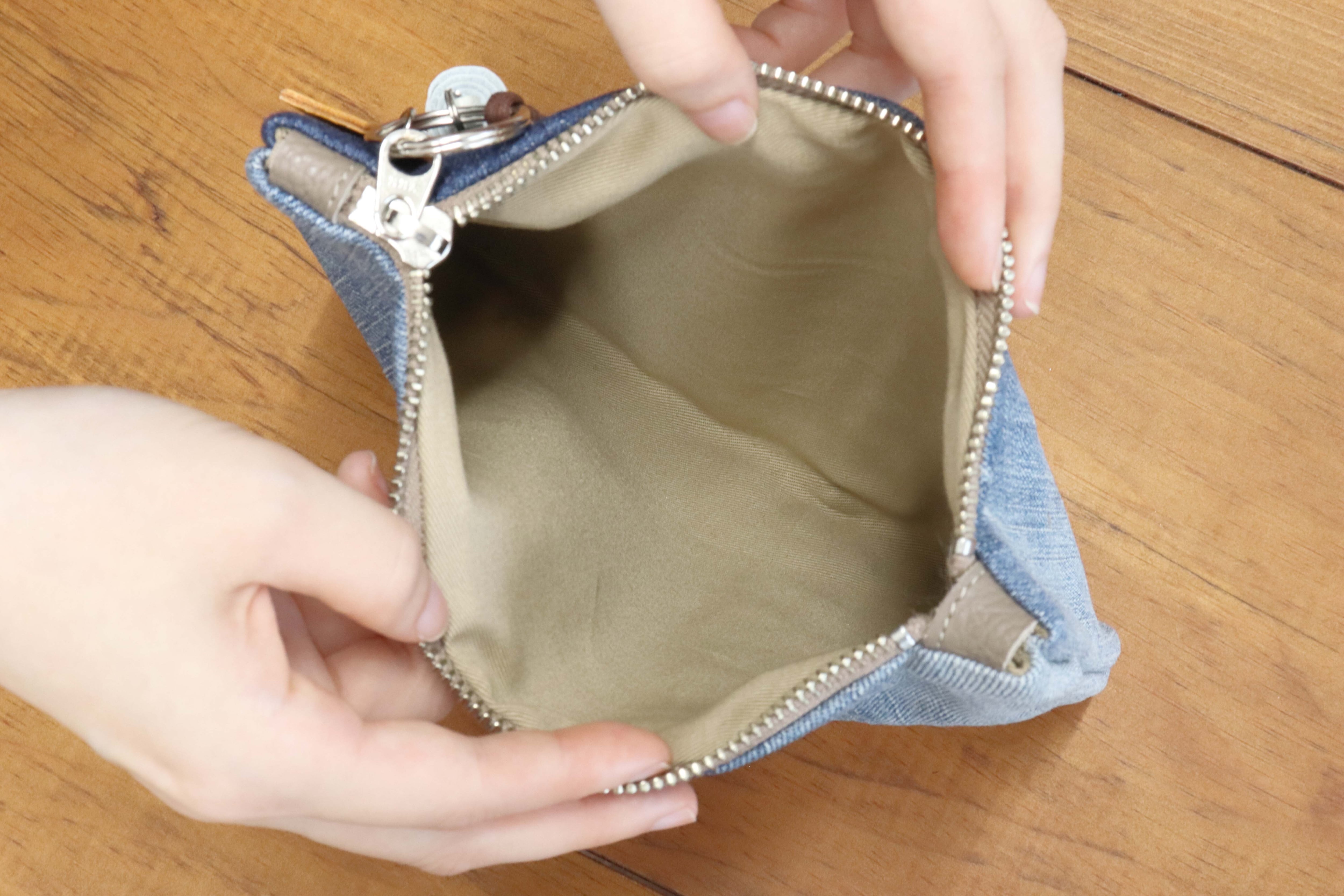 チャーム付き ステンシルデニムリメイクポーチ ジーンズ | リム