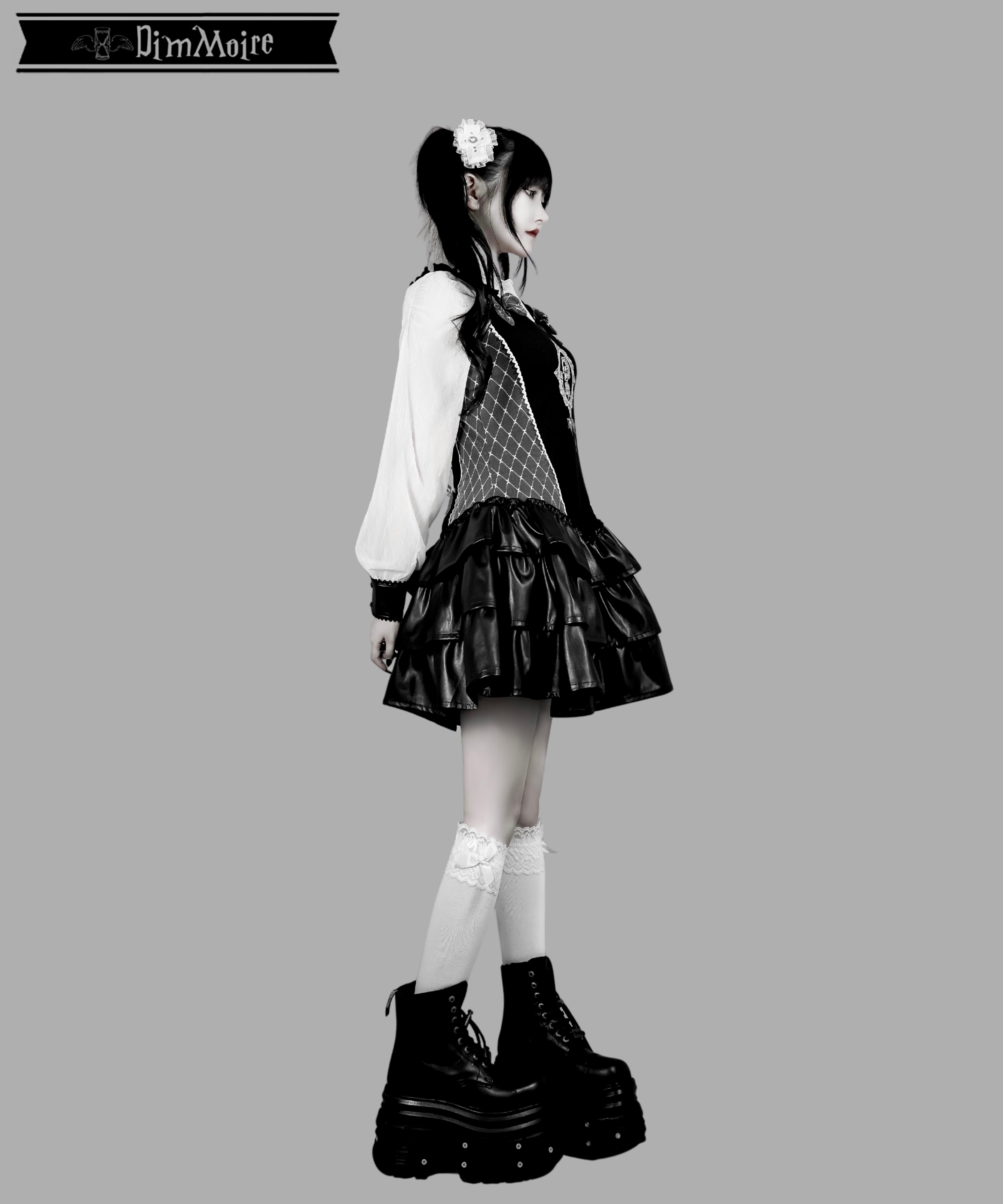 Baby Skull Layered Dress【Black＆White】 | DimMoire