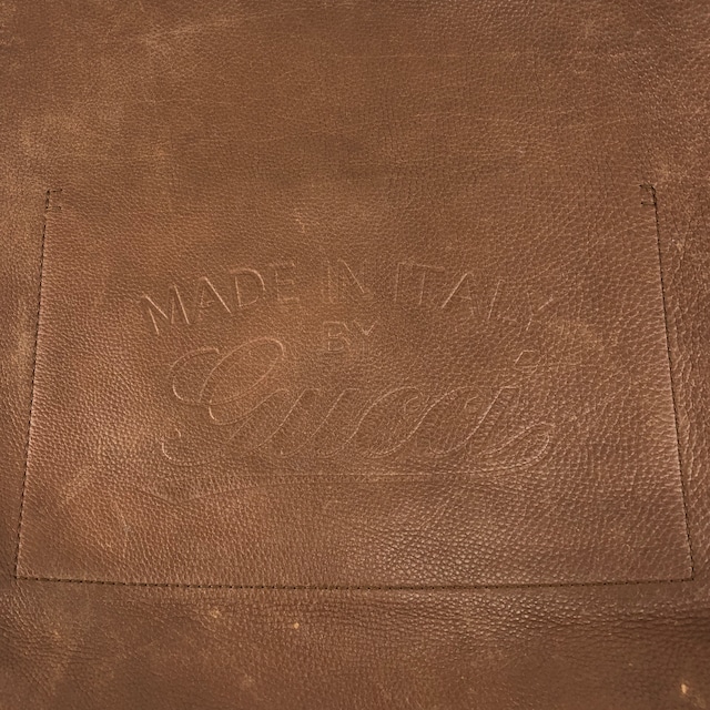 GUCCI グッチ トートバッグ ブラウン ロゴ型押し レザー vintage ヴィンテージ オールド 7tbu4m