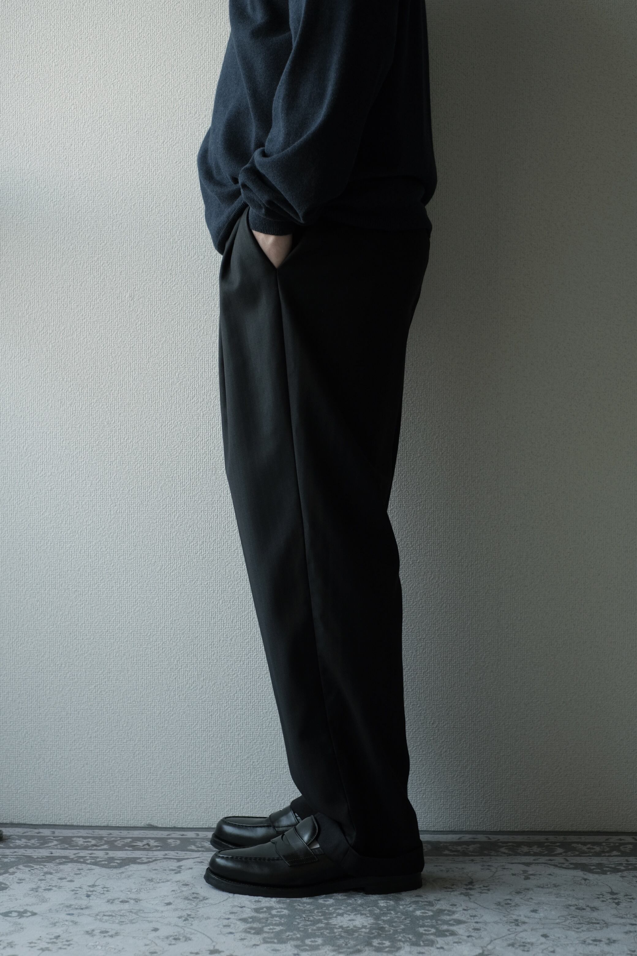 Zanella】Two-tuck Slacks Black 36 Made in Italy | RE:FOUND