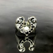 RHYTHMIC HORSESHOE RING with BLACK CUBIC ZIRCONIA  / リズミックホースシューブラックキュービックジルコニアリング