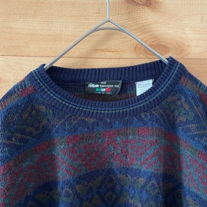 【THE ITALIAN SWEATER CO】イタリア製 ウール アクリル 柄ニット セーター 柄物 総柄 オールパターン L MADE IN ITALY EU古着