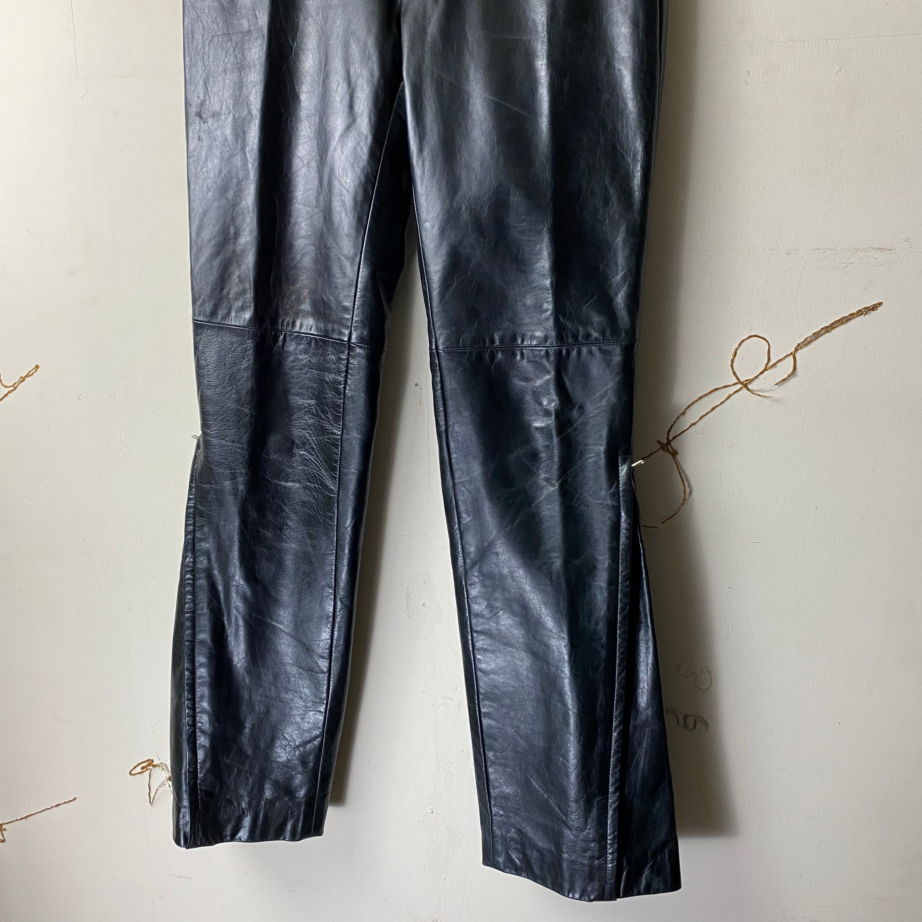 COSTUME NATIONAL HOMME black leather pants | NOIR ONLINE