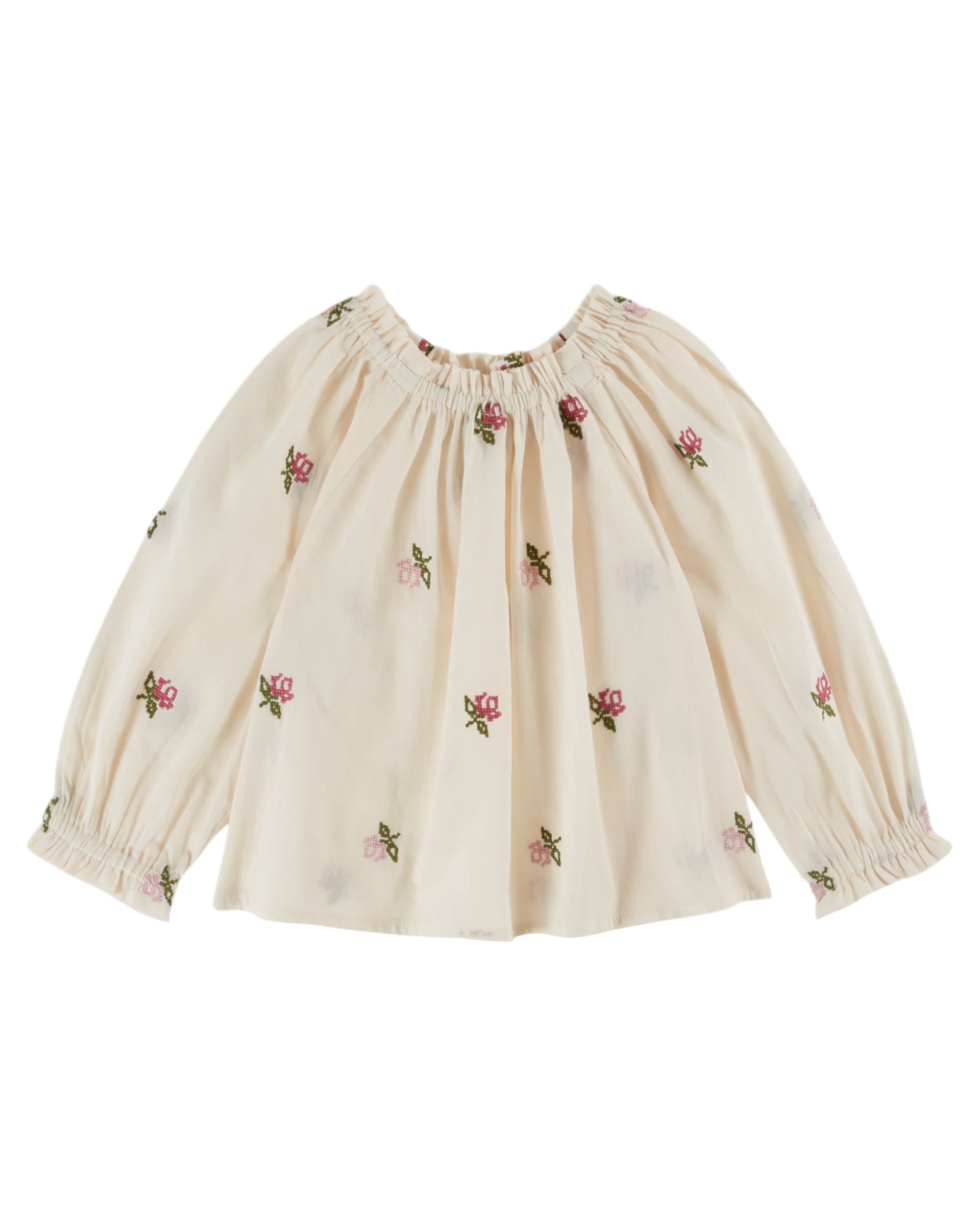 size 18m【Emile et Ida】Cross-stitch flowers blouse