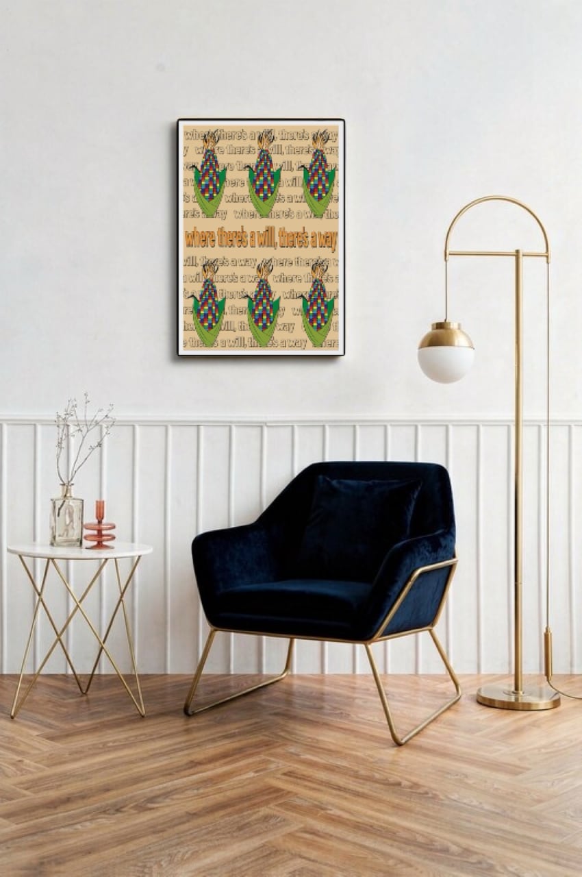 DHD(M)015【フレーム付きインテリアポスターA2　とうもろこしⅢ】