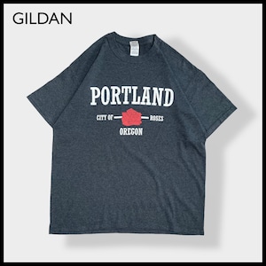 【GILDAN】PORTLAND OREGON プリント Tシャツ ロゴ 半袖 LARGE ポートランド ギルダン us古着