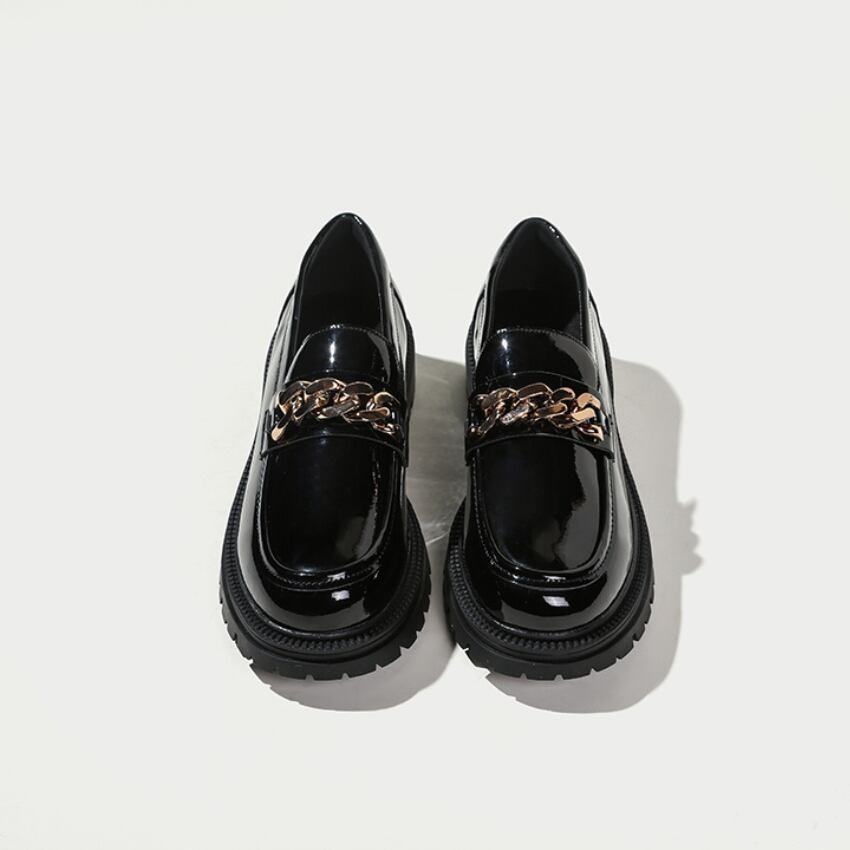 patent leather chain loafers J0042