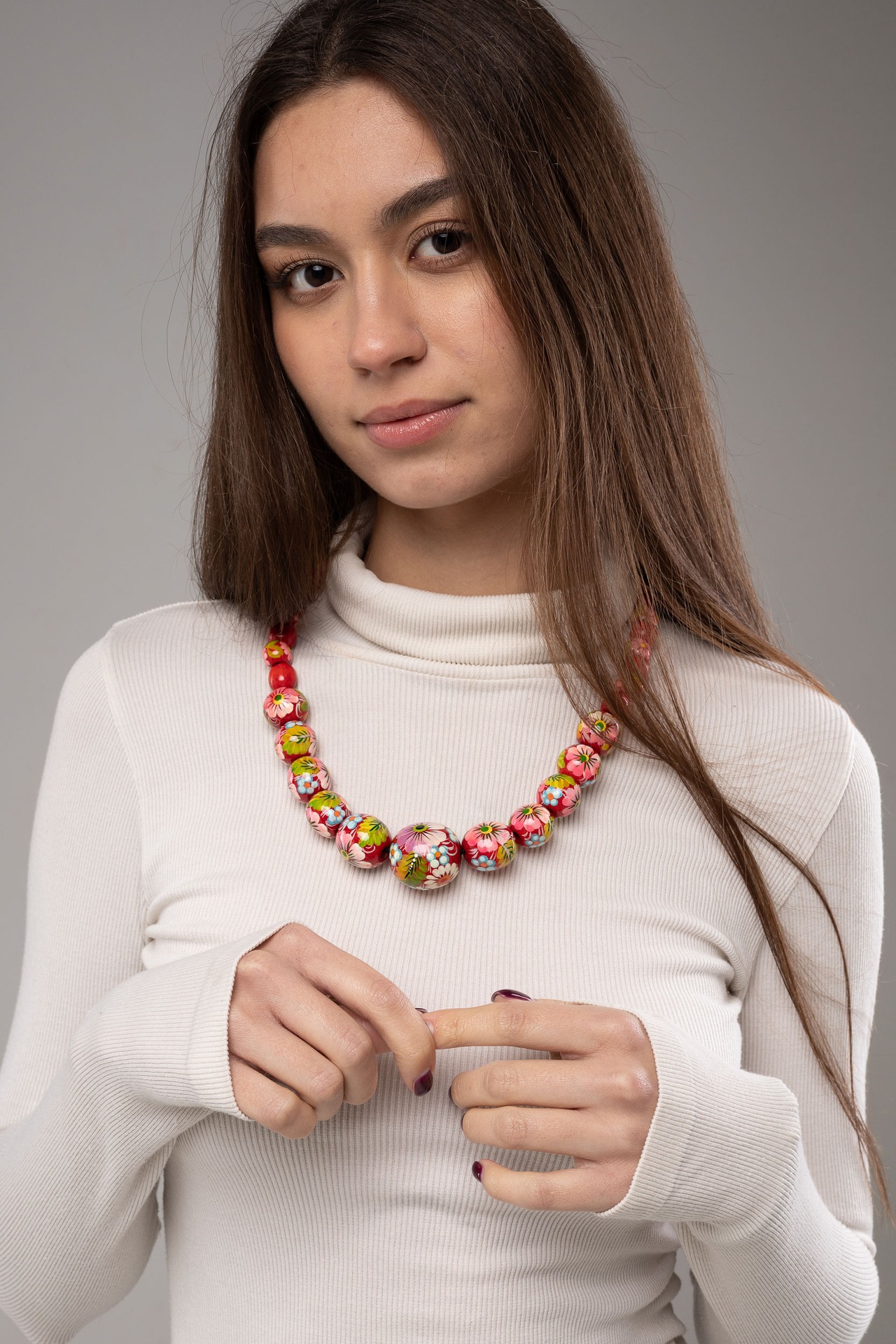 ペトリキフカ木製ナミスト（ヴィシヴァンカ装飾用ネックレス）ホメンコ作 - 1