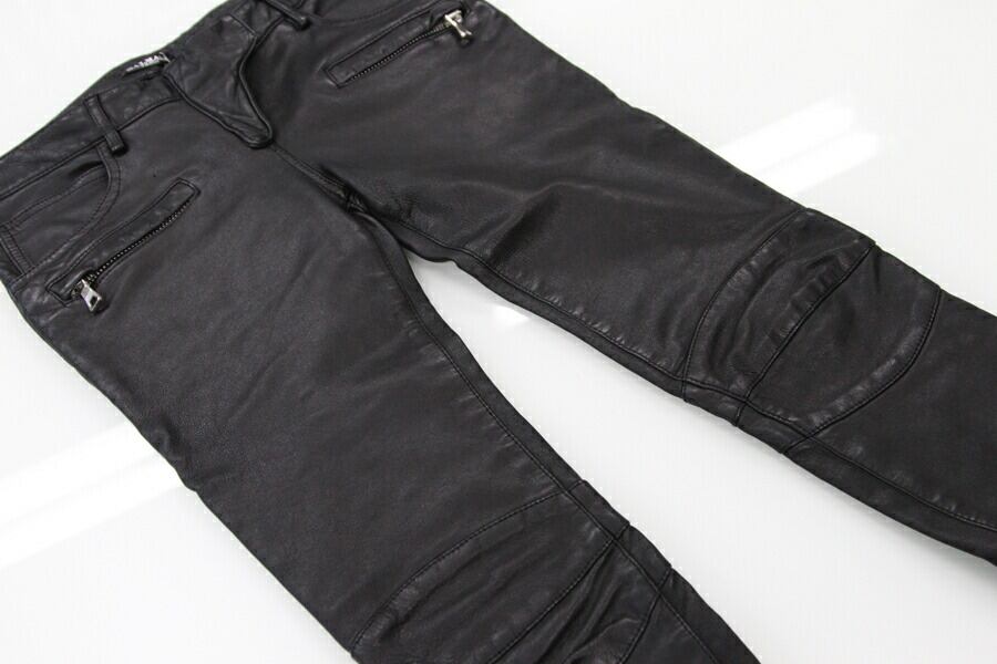 BALMAIN 15AW ×H&M Leather Bikers Pants