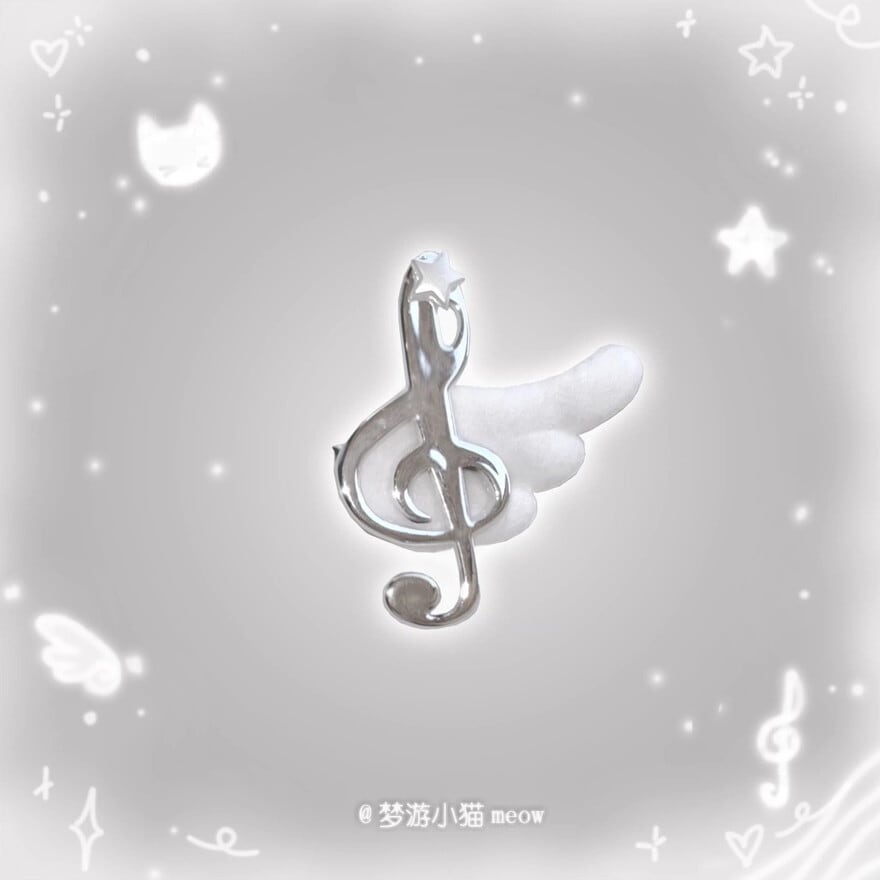 【天使の旋律】羽付きト音記号ブローチ|地雷系・サブカル・ゴスロリ・y2kアクセ