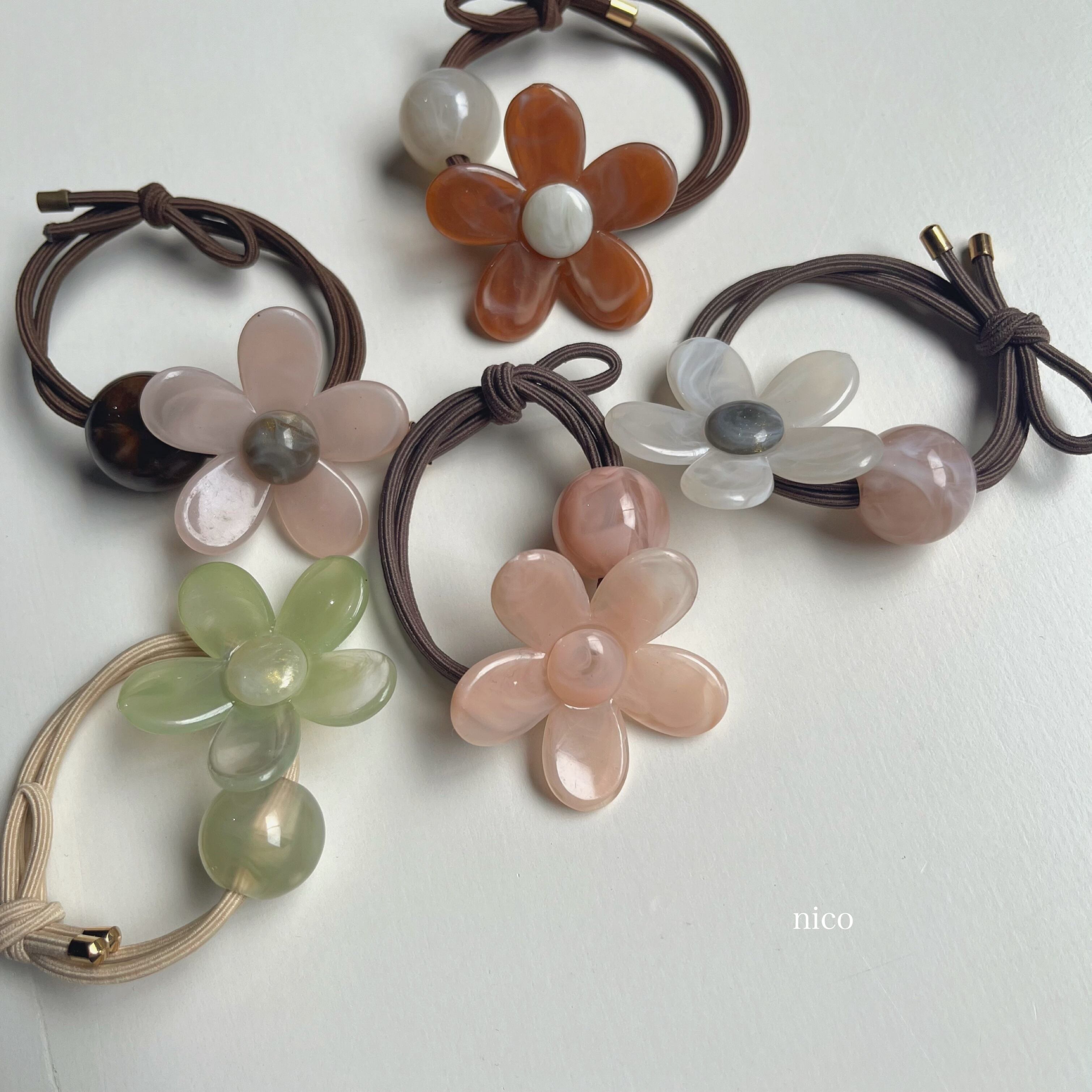 マーブルフラワーヘアゴム | nico (子供服セレクトショップ) 