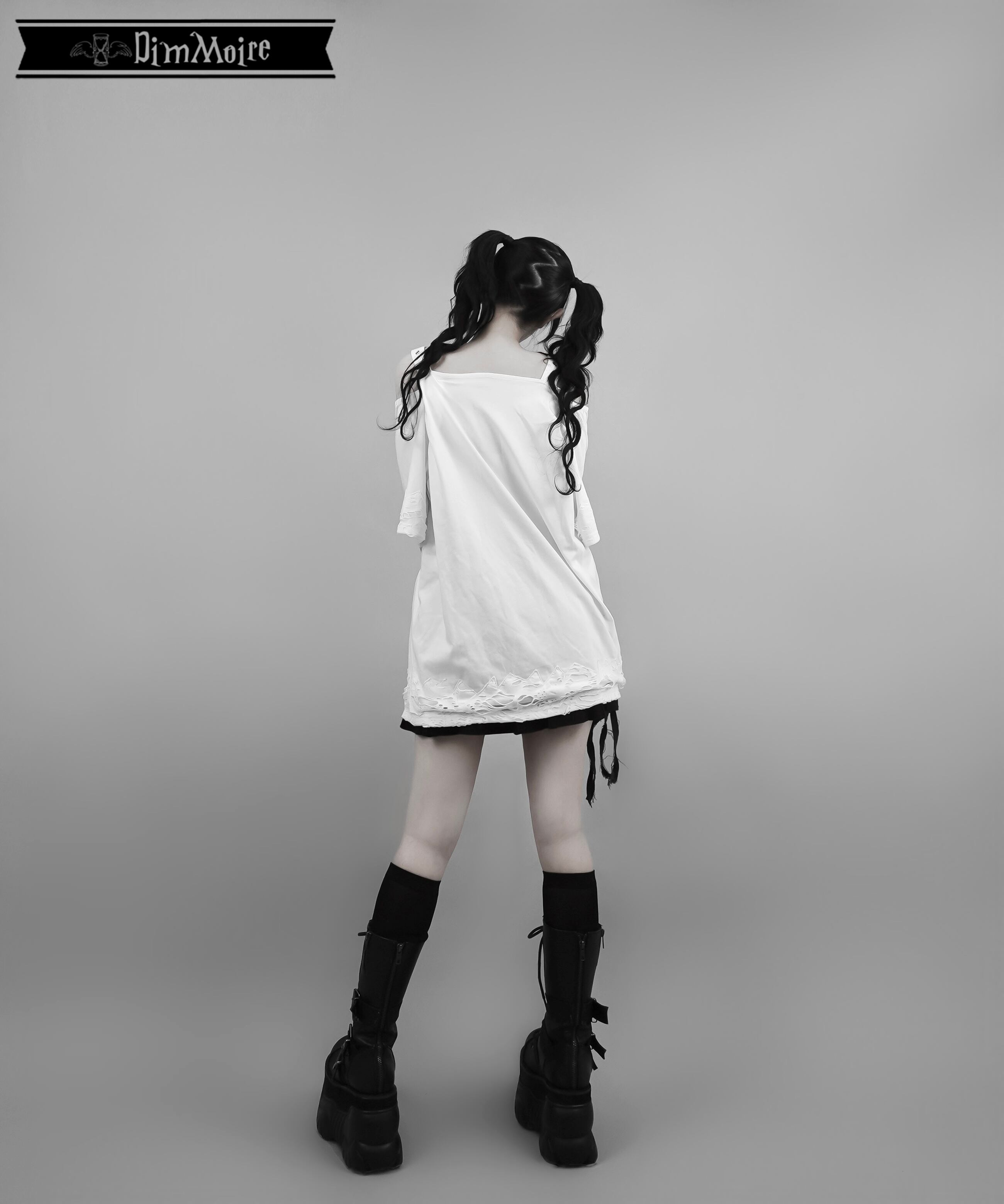 DimMoire Dig in Skull オフショル Tシャツ ホワイト