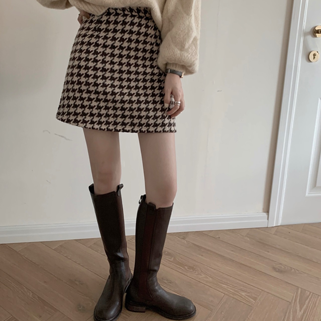 千鳥格子ツイードスカート LK444