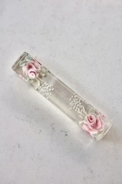 40s フランス 透明宇宙と薔薇色薔薇とルーサイトのカトラリーレスト ヴィンテージ