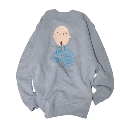 REPORT / 深呼吸マン CREW NECK SWEAT GRAY