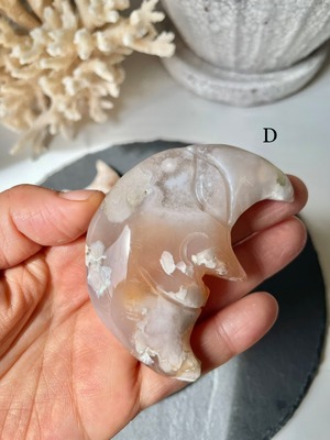 Flower Agate Moon shape stones(L) ①/ フラワーアゲートムーンシェイプ(L)①