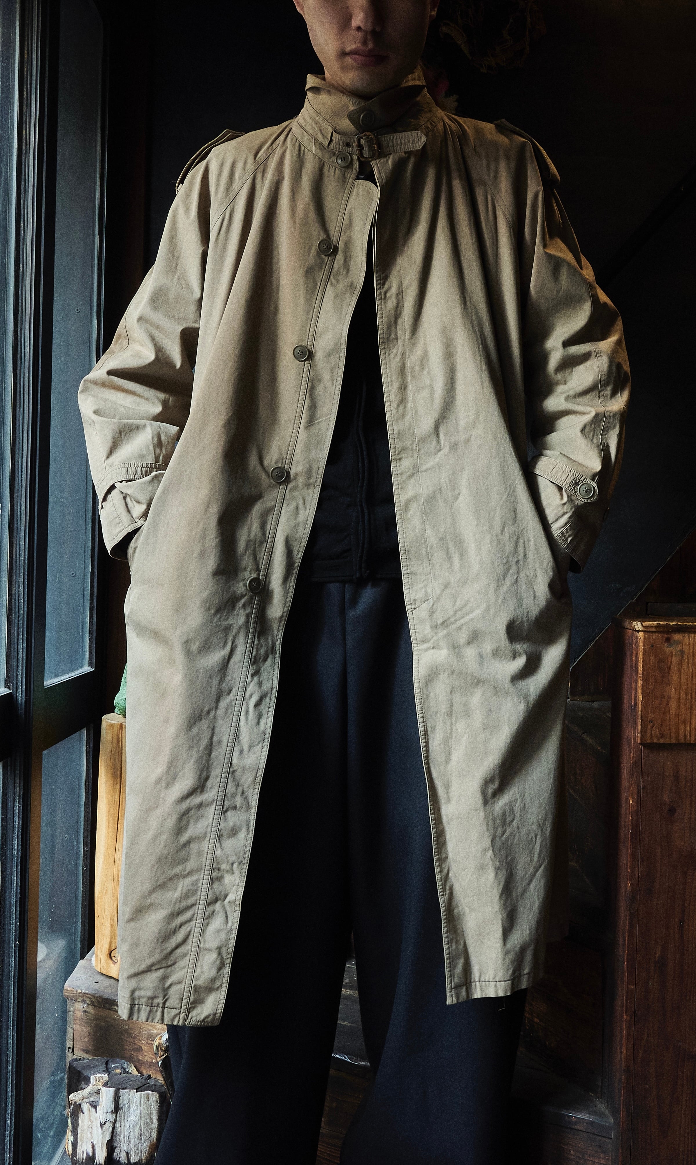 vintage allegri High-density cotton single trench coat | FOLLIEE.