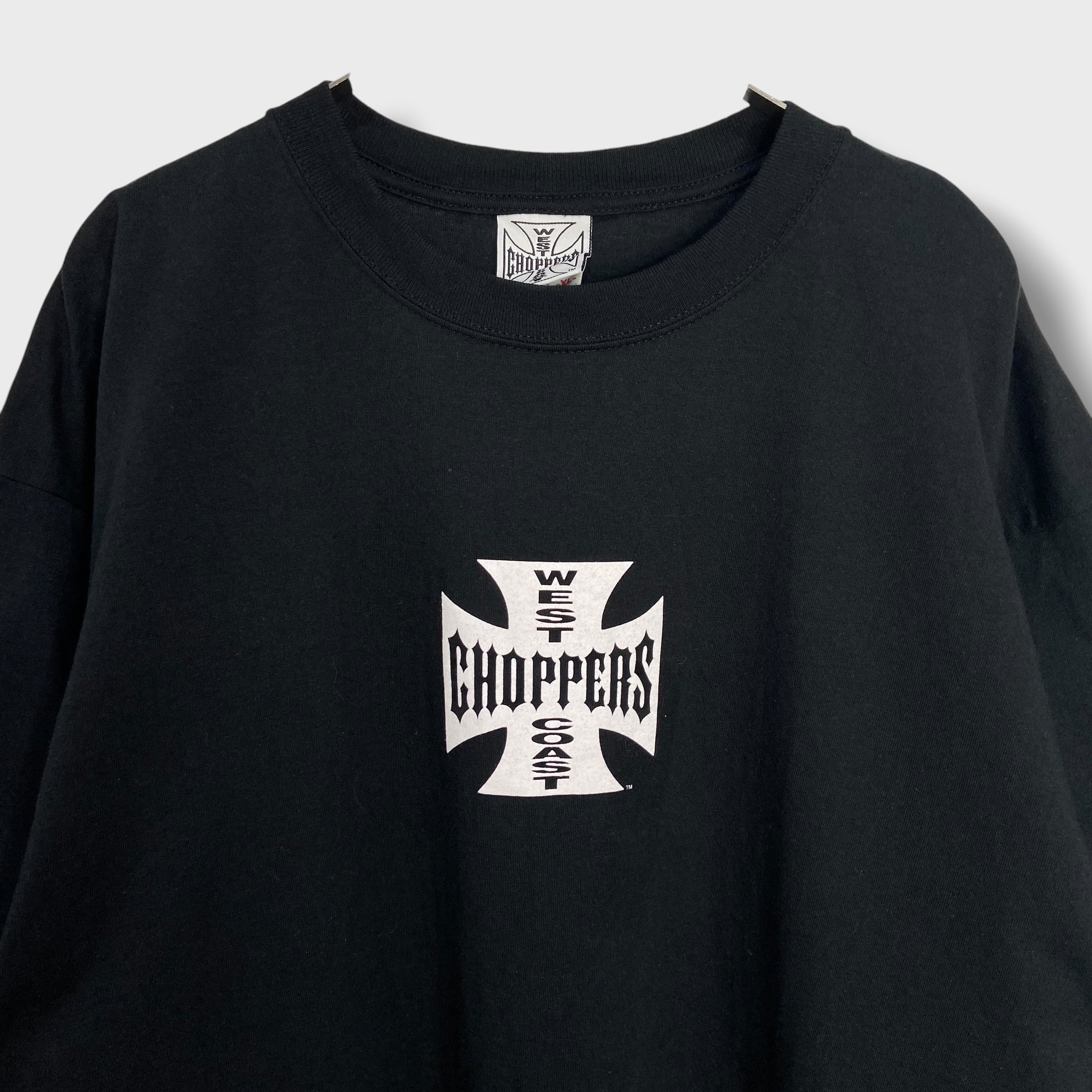 00s ウエストコーストチョッパーズ アイアンクロスTシャツ 両面 黒 XL