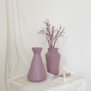 light purple ceramic vase 2types / マット セラミック 花瓶 オブジェ 韓国雑貨