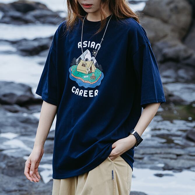 Unisex イラストプリントtシャツ Lululana