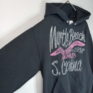 ジャージーズ　スウェット　プルオーバー　パーカー　プリント　ブラック　S