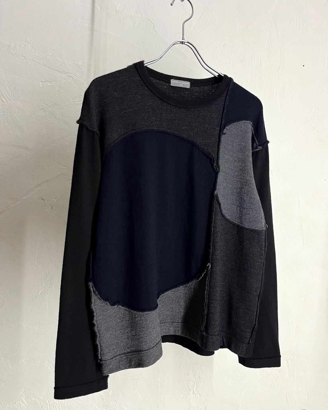 02AW COMME des GARCONS HOMME Panel Pattern Inside-Out Design Knit
