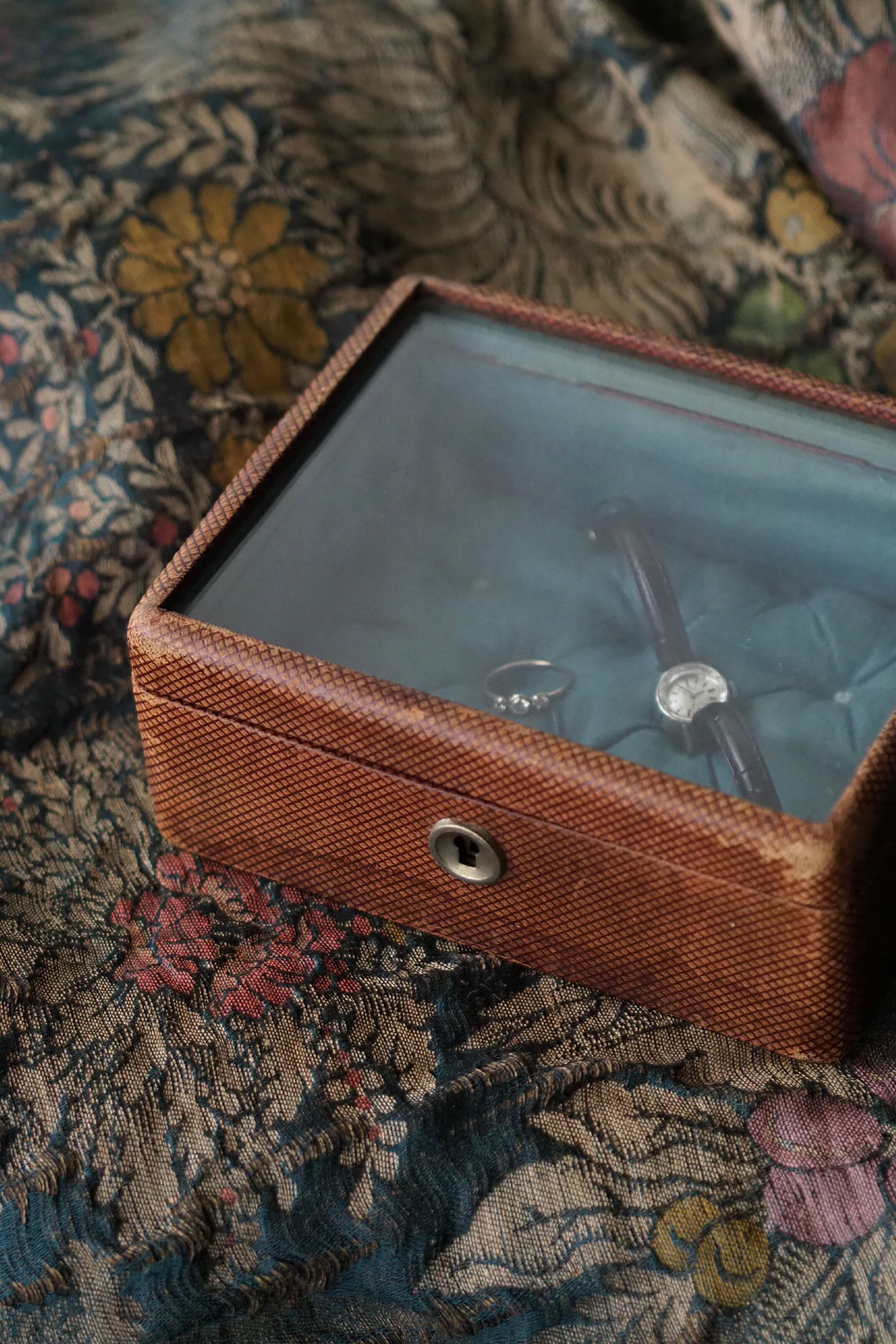 ヴィンテージ★希少★水色アンティークボックス★ファンデーションケース 小さなコレクションケース-antique glass case | アンティーク