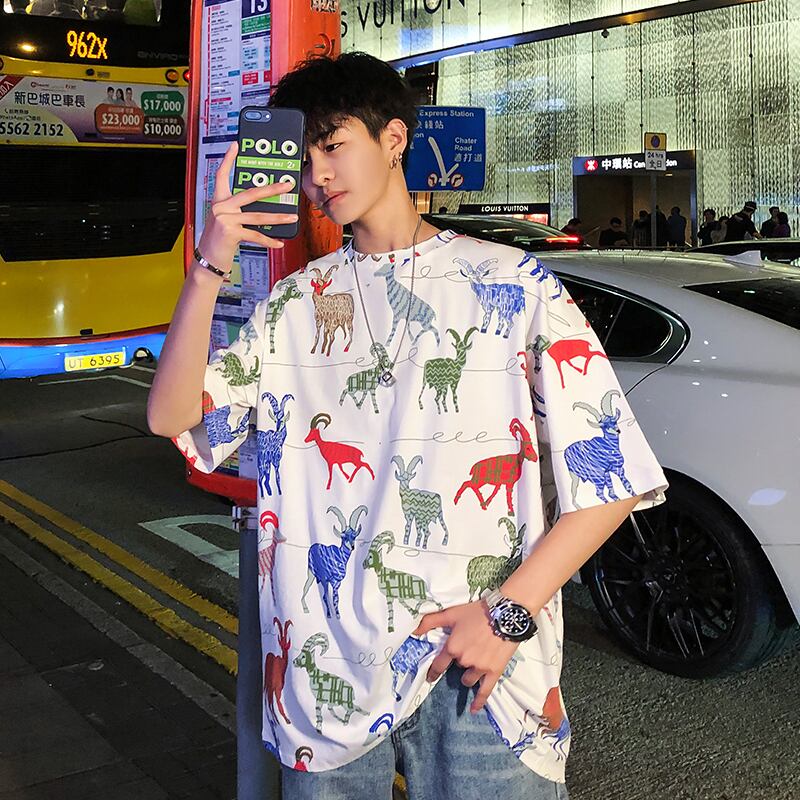 全2色 Tシャツ カットソー プリント カジュアル おしゃれ